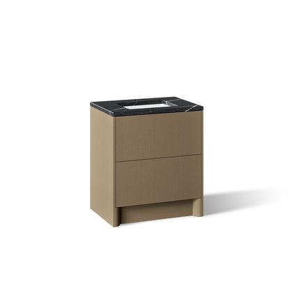 KOHLER K-CM39266-BD1 Statement 30" Bathroom Vanity Set with Sink and Quartz Top, Pale Oak - 3/4 view of product