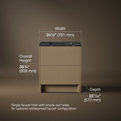 3/4 view of product with dimensions