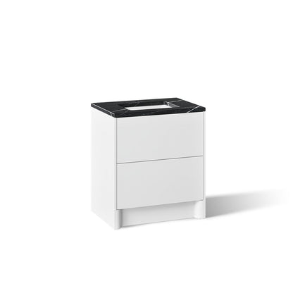 KOHLER K-CM39266-BD1 Statement 30" Bathroom Vanity Set with Sink and Quartz Top, White - 3/4 view of product