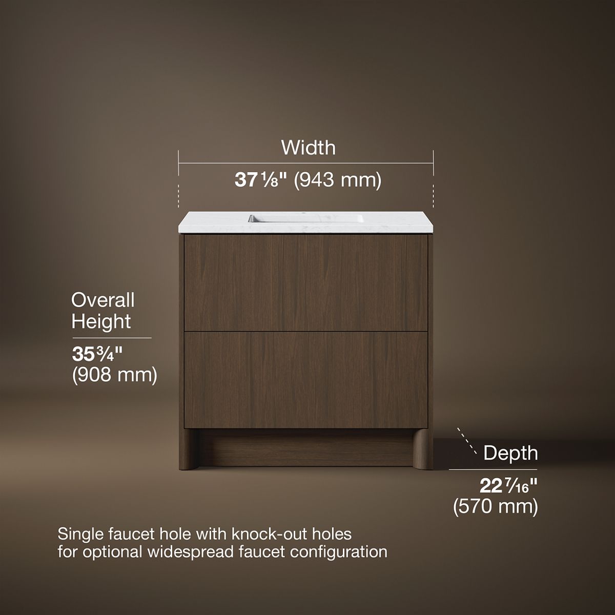 3/4 view of product with dimensions
