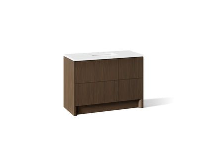 KOHLER K-CM39268-BD1 Statement 48" Bathroom Vanity Set with Sink and Quartz Top, Draper Oak - 3/4 view of product