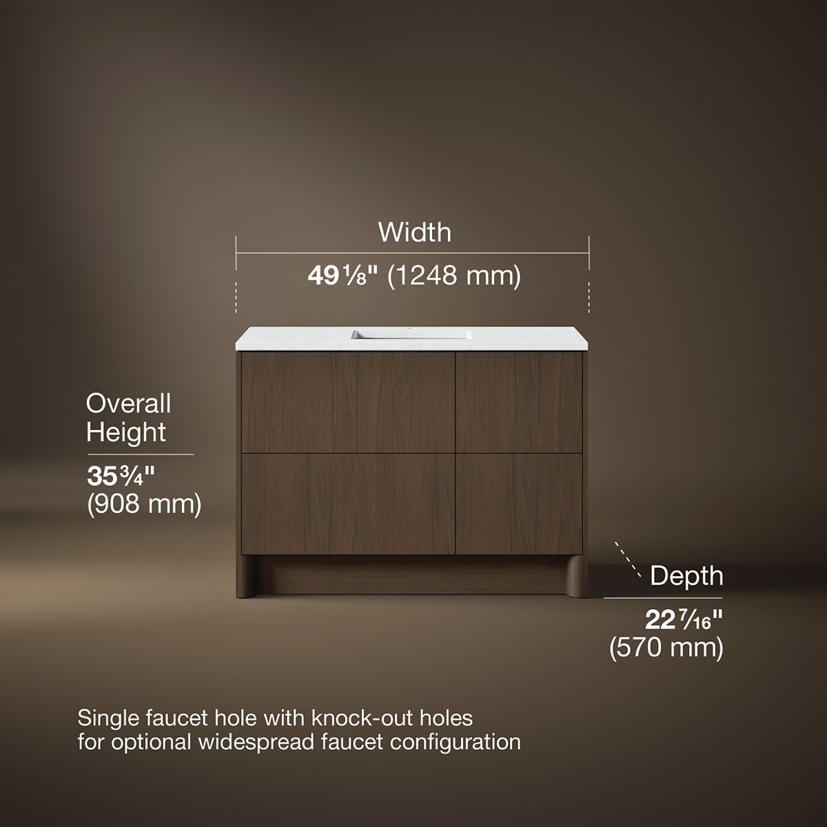 3/4 view of product with dimensions