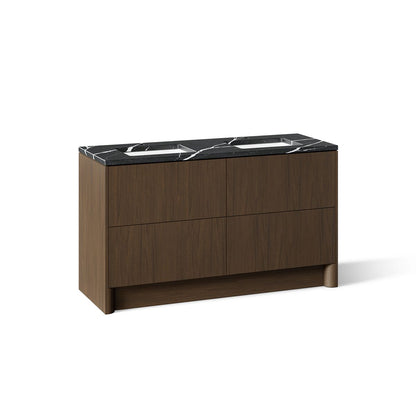KOHLER K-CM39269-BD1 Statement 60" Bathroom Vanity Set with Sinks and Quartz Top, Draper Oak - 3/4 view of product