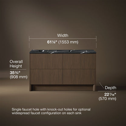3/4 view of product with dimensions