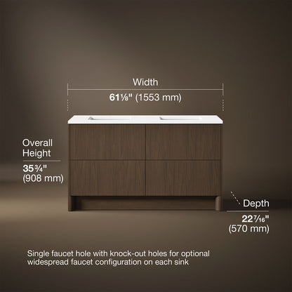 3/4 view of product with dimensions