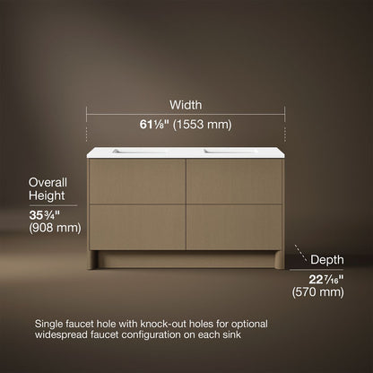 3/4 view of product with dimensions