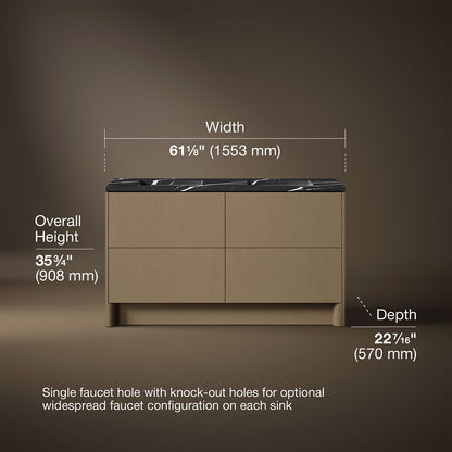 3/4 view of product with dimensions