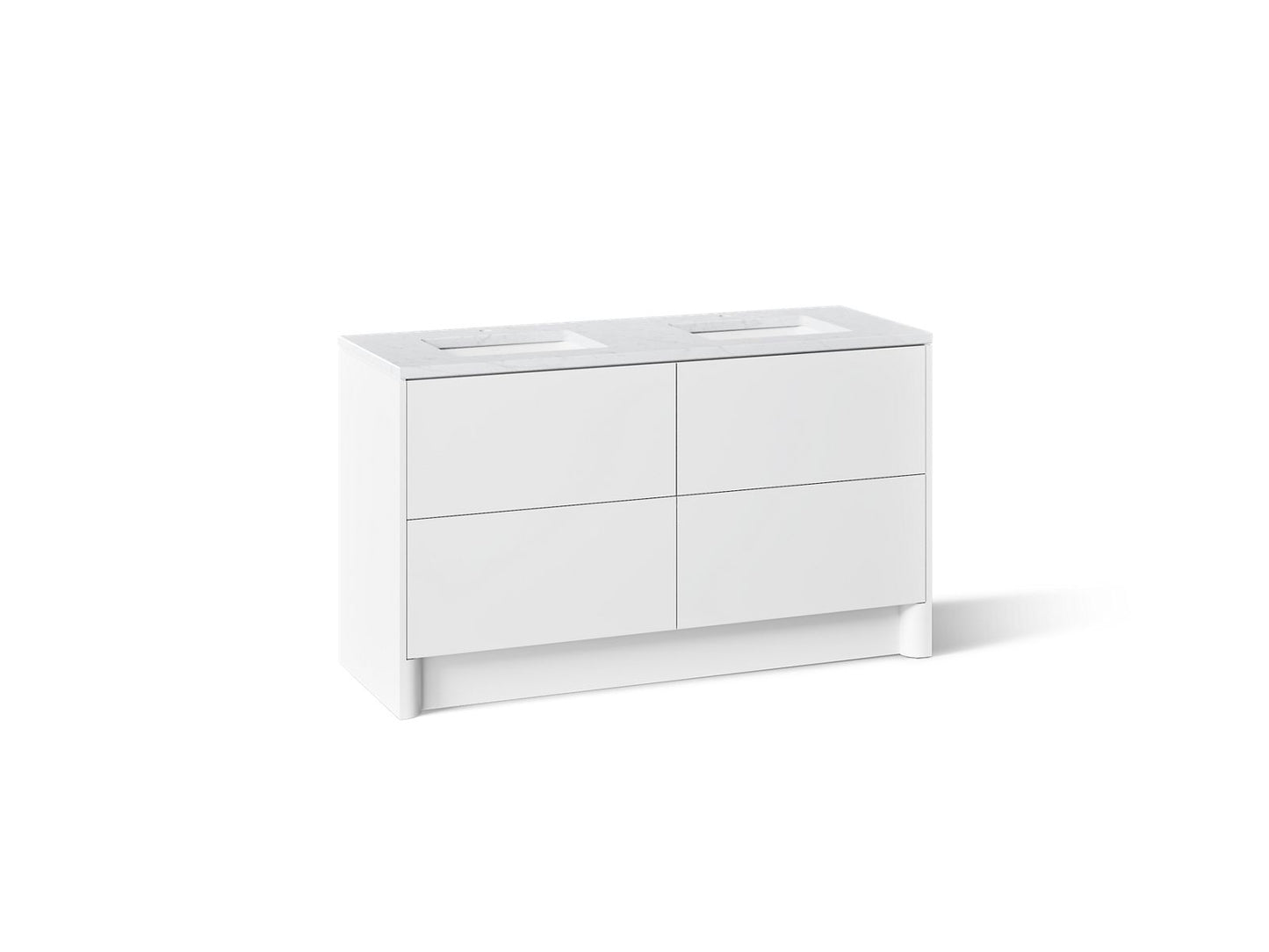 KOHLER K-CM39269-BD1 Statement 60" Bathroom Vanity Set with Sinks and Quartz Top, White - 3/4 view of product
