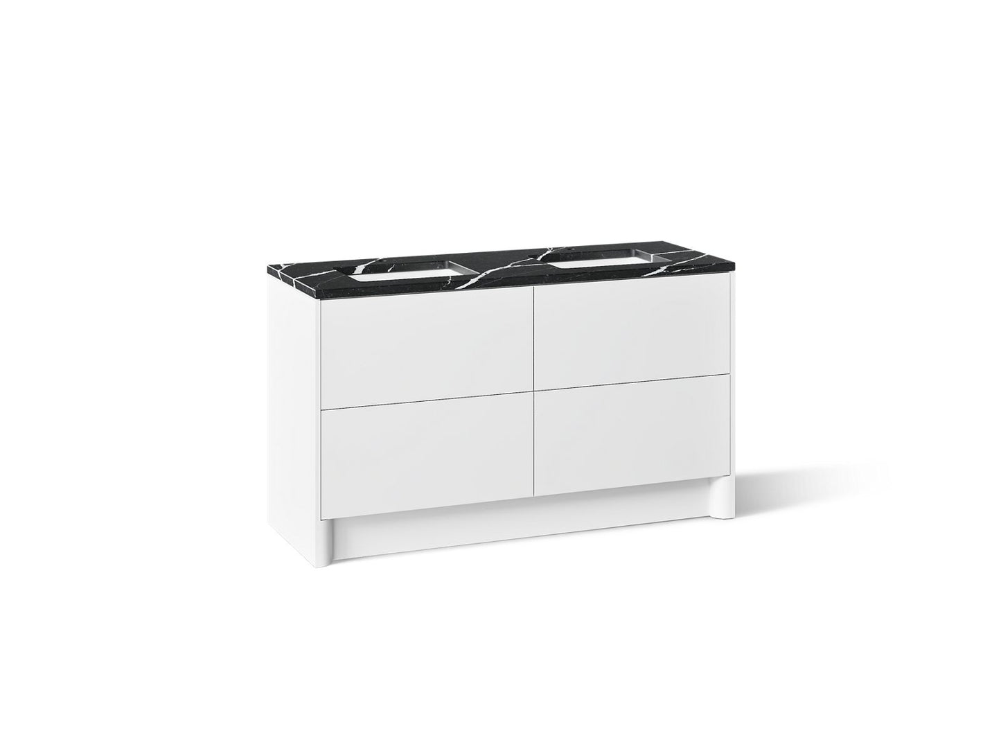 KOHLER K-CM39269-BD1 Statement 60" Bathroom Vanity Set with Sinks and Quartz Top, White - 3/4 view of product