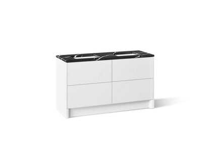 KOHLER K-CM39269-BD1 Statement 60" Bathroom Vanity Set with Sinks and Quartz Top, White - 3/4 view of product