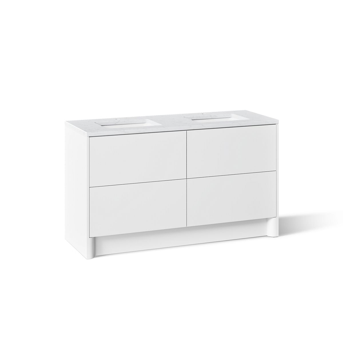 KOHLER K-CM39269-BD1 Statement 60" Bathroom Vanity Set with Sinks and Quartz Top, White - 3/4 view of product