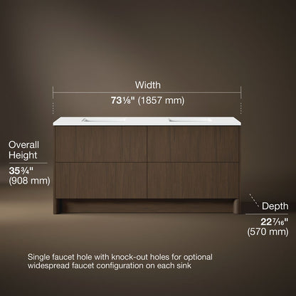 3/4 view of product with dimensions