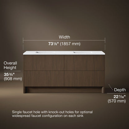 3/4 view of product with dimensions