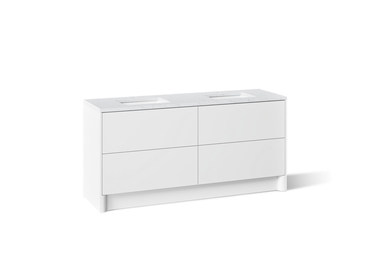 KOHLER K-CM39270-BD1 Statement 72" Bathroom Vanity Set with Sinks and Quartz Top, White - 3/4 view of product