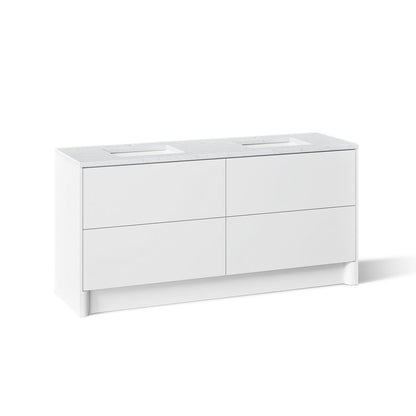 KOHLER K-CM39270-BD1 Statement 72" Bathroom Vanity Set with Sinks and Quartz Top, White - 3/4 view of product
