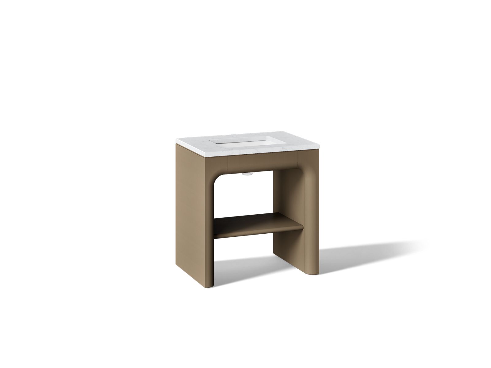 KOHLER K-CM39271-BD1 Statement 30" Console-style Bathroom Vanity Set with Sink and Quartz Top, Pale Oak - 3/4 view of product