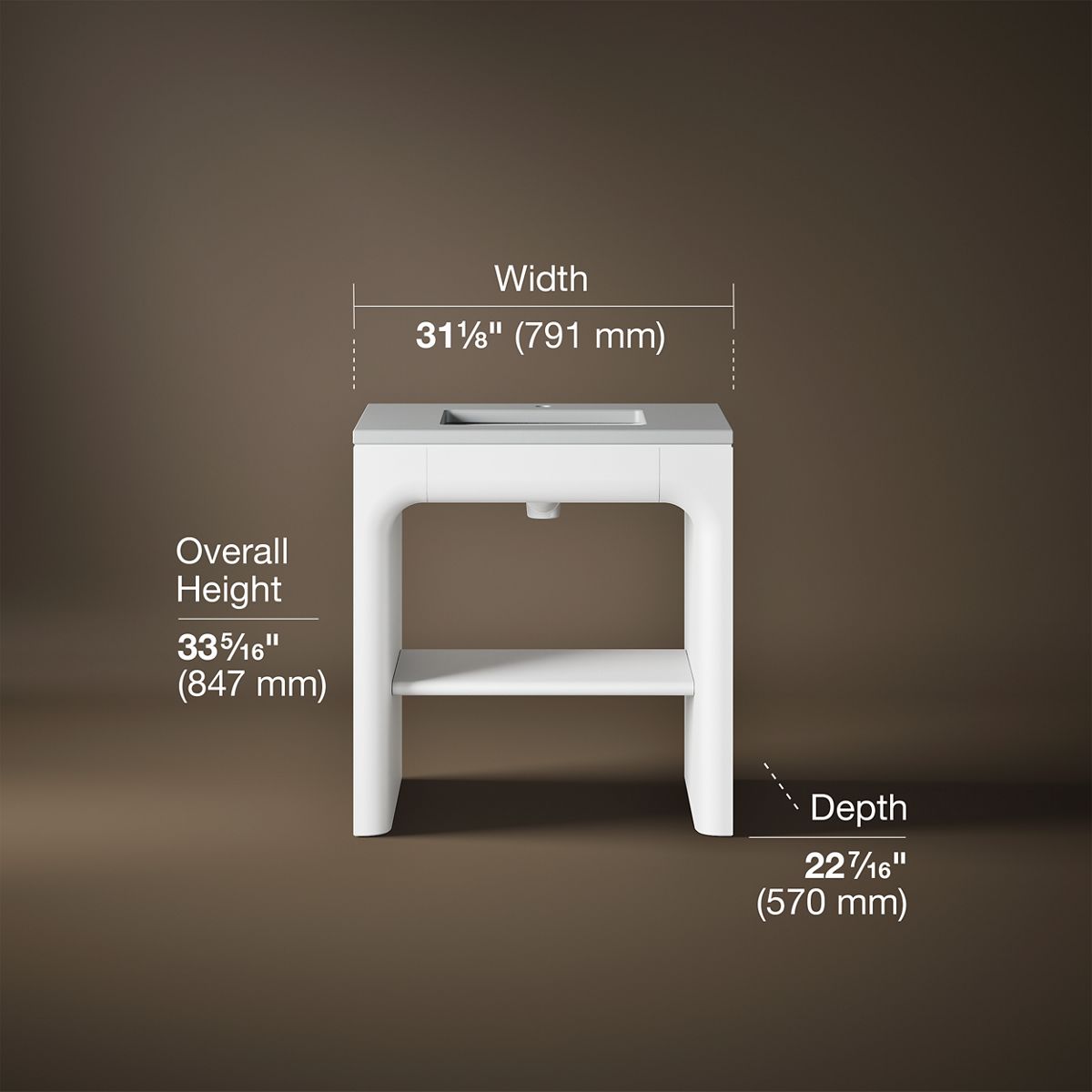 3/4 view of product with dimensions