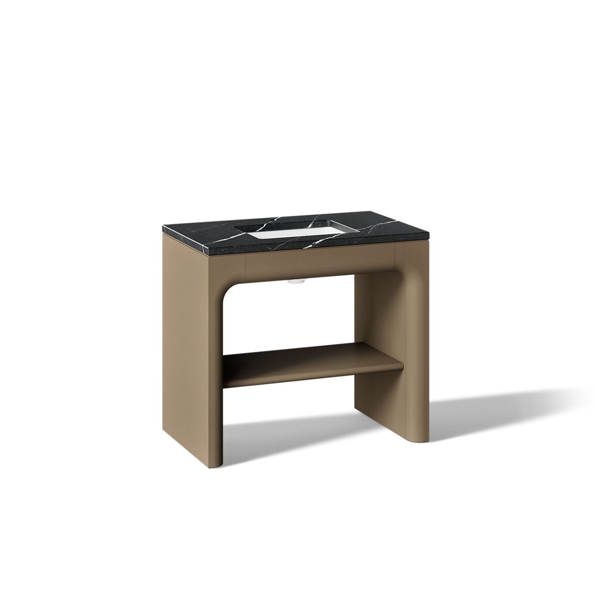 KOHLER K-CM39272-BD1 Statement 36" Console-style Bathroom Vanity Set with Sink and Quartz Top, Pale Oak - 3/4 view of product