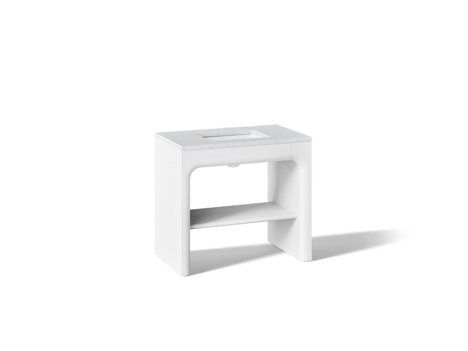 KOHLER K-CM39272-BD1 Statement 36" Console-style Bathroom Vanity Set with Sink and Quartz Top, White - 3/4 view of product