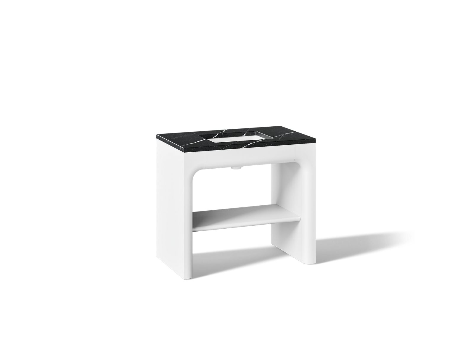 KOHLER K-CM39272-BD1 Statement 36" Console-style Bathroom Vanity Set with Sink and Quartz Top, White - 3/4 view of product