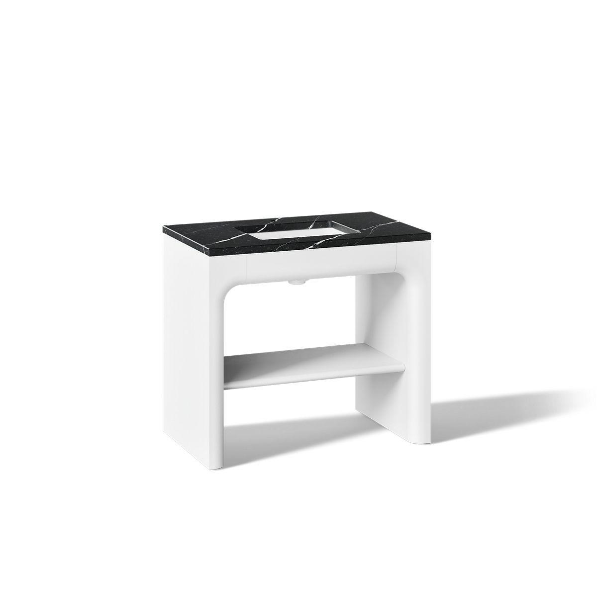 KOHLER K-CM39272-BD1 Statement 36" Console-style Bathroom Vanity Set with Sink and Quartz Top, White - 3/4 view of product