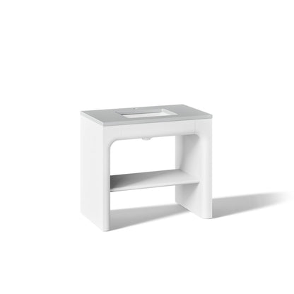 KOHLER K-CM39272-BD1 Statement 36" Console-style Bathroom Vanity Set with Sink and Quartz Top, White - 3/4 view of product
