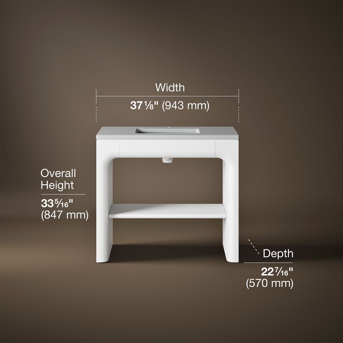 3/4 view of product with dimensions