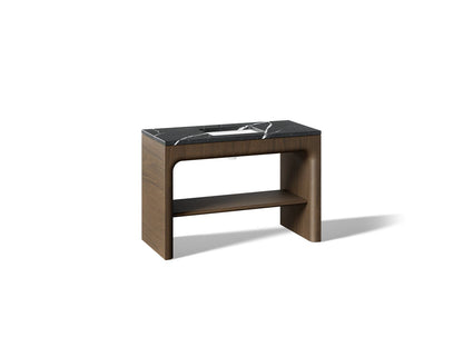 KOHLER K-CM39273-BD1 Statement 48" Console-style Bathroom Vanity Set with Sink and Quartz Top, Draper Oak - 3/4 view of produ