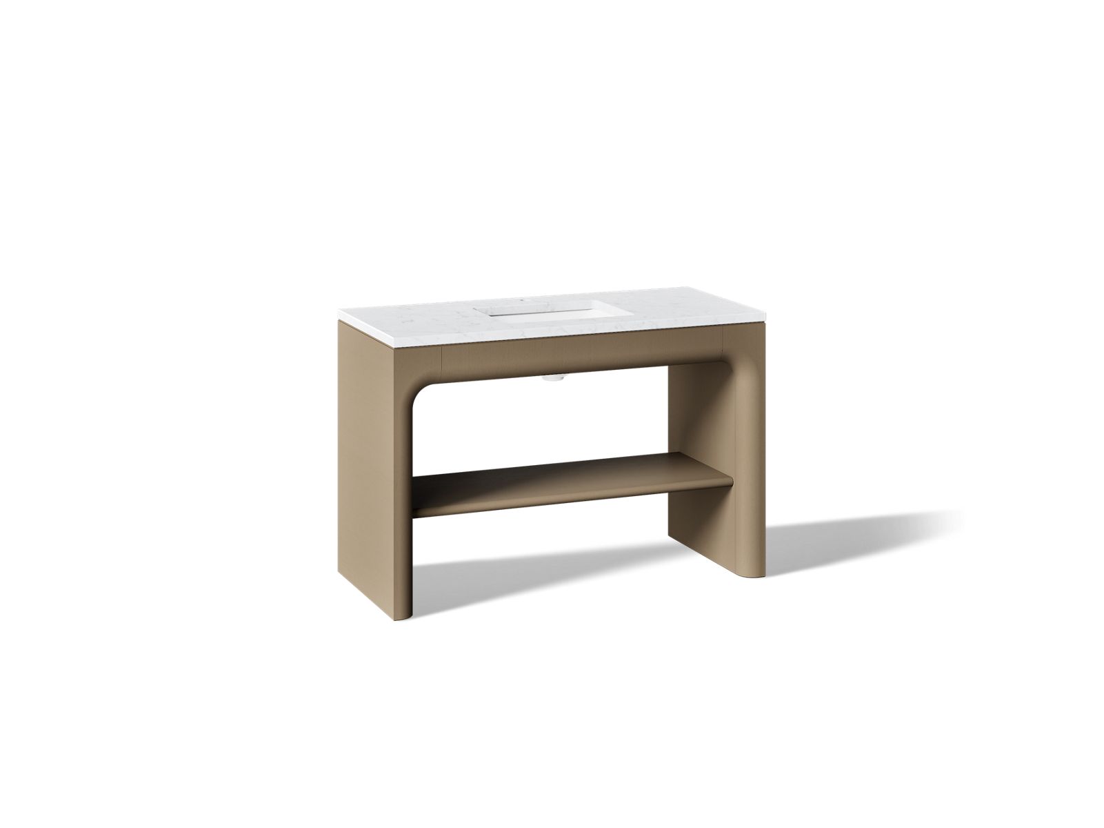 KOHLER K-CM39273-BD1 Statement 48" Console-style Bathroom Vanity Set with Sink and Quartz Top, Pale Oak - 3/4 view of product