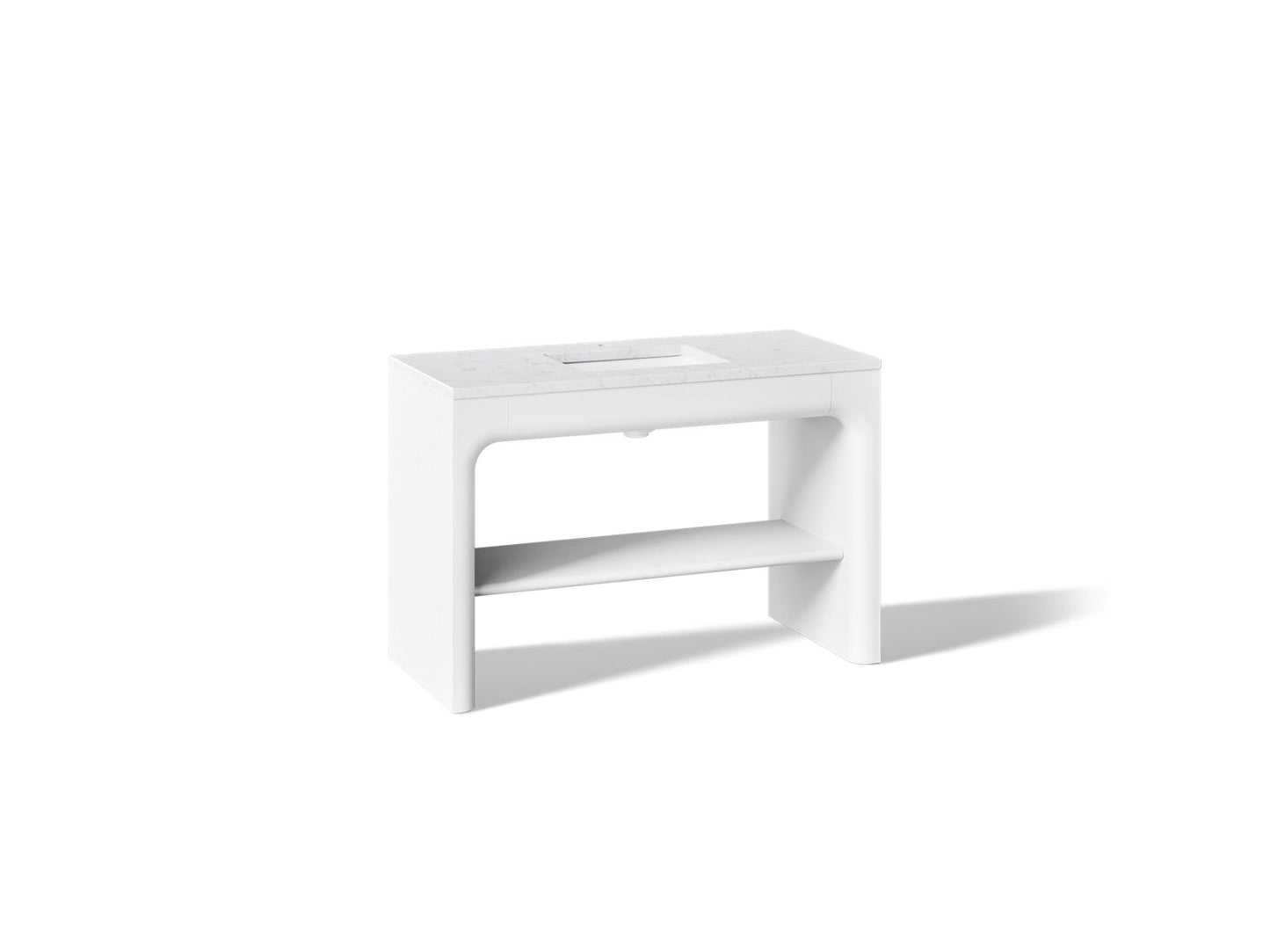 KOHLER K-CM39273-BD1 Statement 48" Console-style Bathroom Vanity Set with Sink and Quartz Top, White - 3/4 view of product