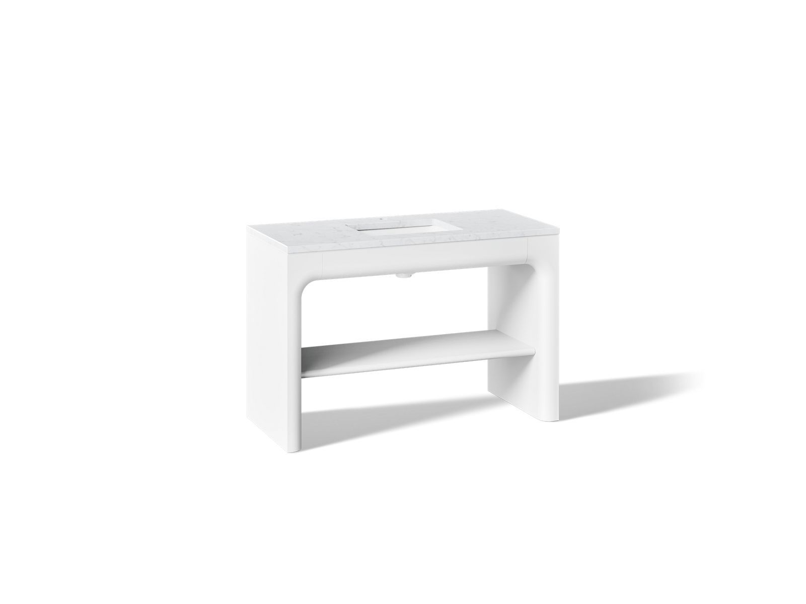 KOHLER K-CM39273-BD1 Statement 48" Console-style Bathroom Vanity Set with Sink and Quartz Top, White - 3/4 view of product