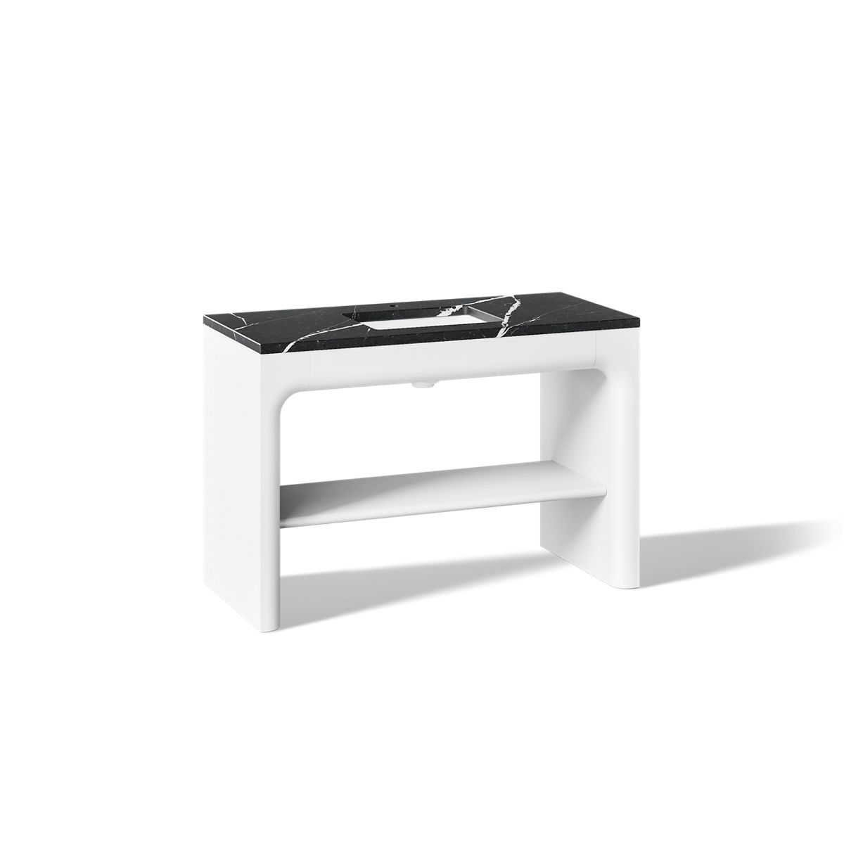KOHLER K-CM39273-BD1 Statement 48" Console-style Bathroom Vanity Set with Sink and Quartz Top, White - 3/4 view of product