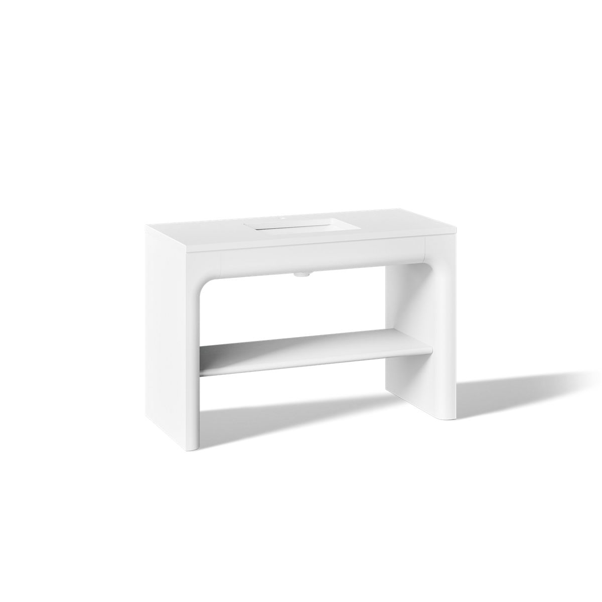 KOHLER K-CM39273-BD1 Statement 48" Console-style Bathroom Vanity Set with Sink and Quartz Top, White - 3/4 view of product