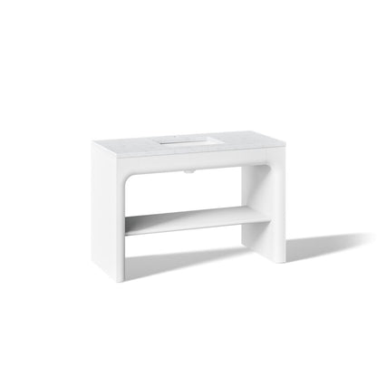 KOHLER K-CM39273-BD1 Statement 48" Console-style Bathroom Vanity Set with Sink and Quartz Top, White - 3/4 view of product