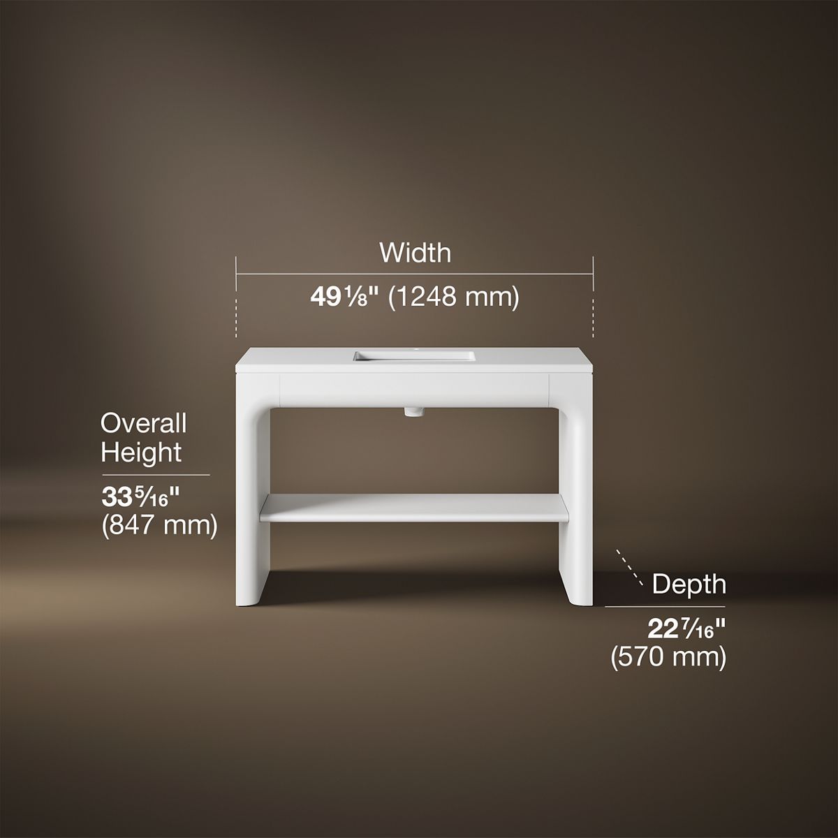 3/4 view of product with dimensions