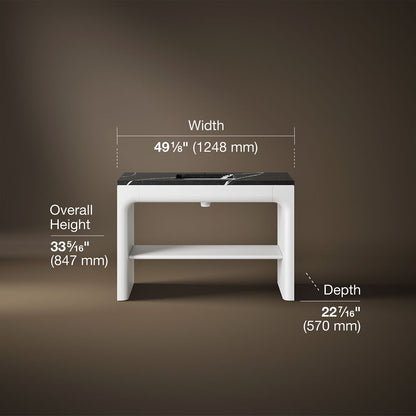 3/4 view of product with dimensions
