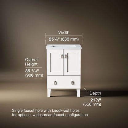 KOHLER K-CM99527-BD1 Poplin 24" bathroom vanity cabinet with sink and quartz top