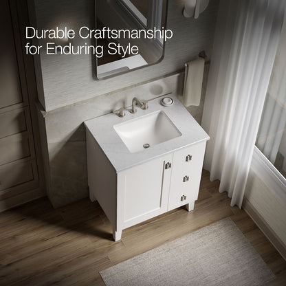 KOHLER K-CM99530-BD1 Poplin 30" bathroom vanity cabinet with sink and quartz top