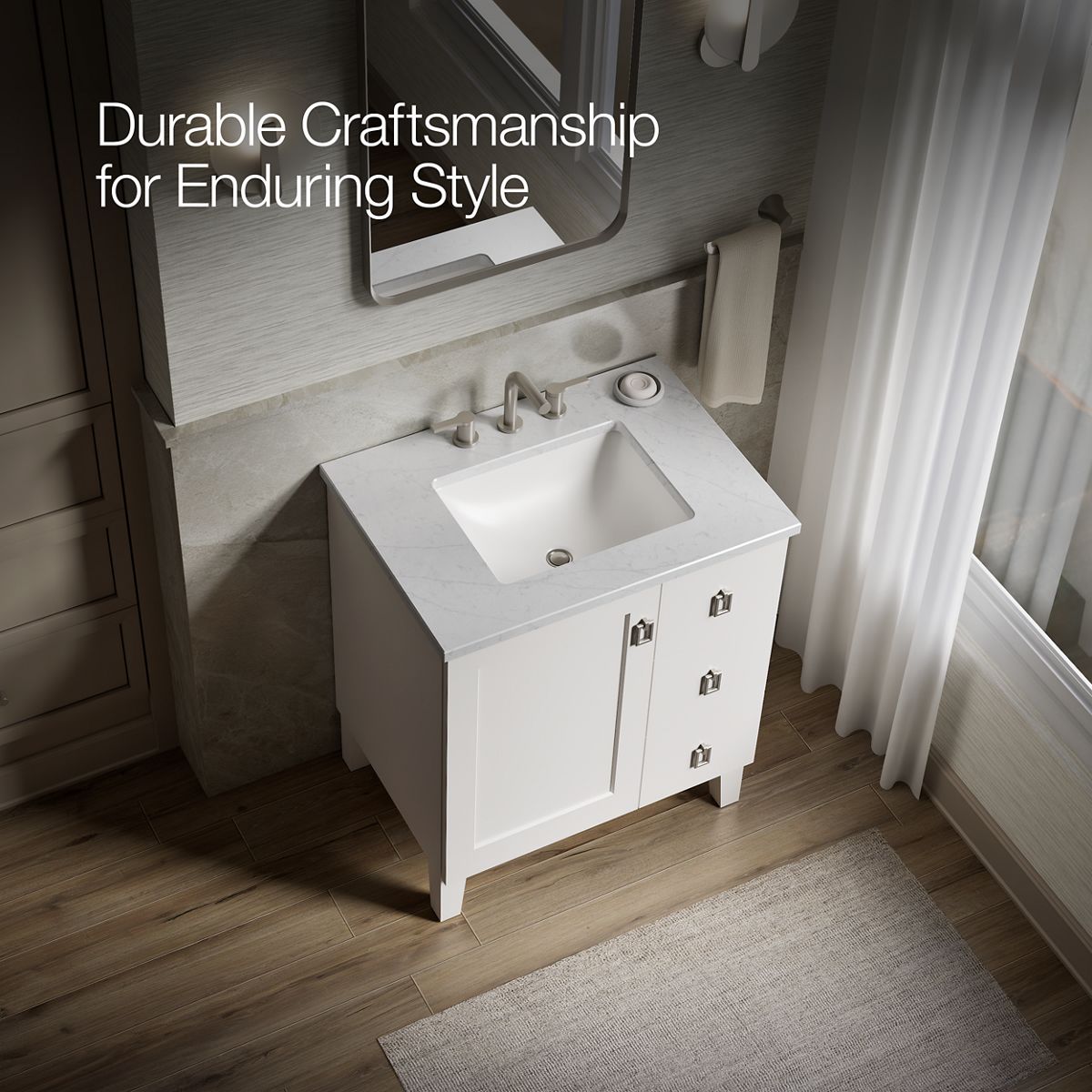 KOHLER K-CM99530-BD1 Poplin 30" bathroom vanity cabinet with sink and quartz top
