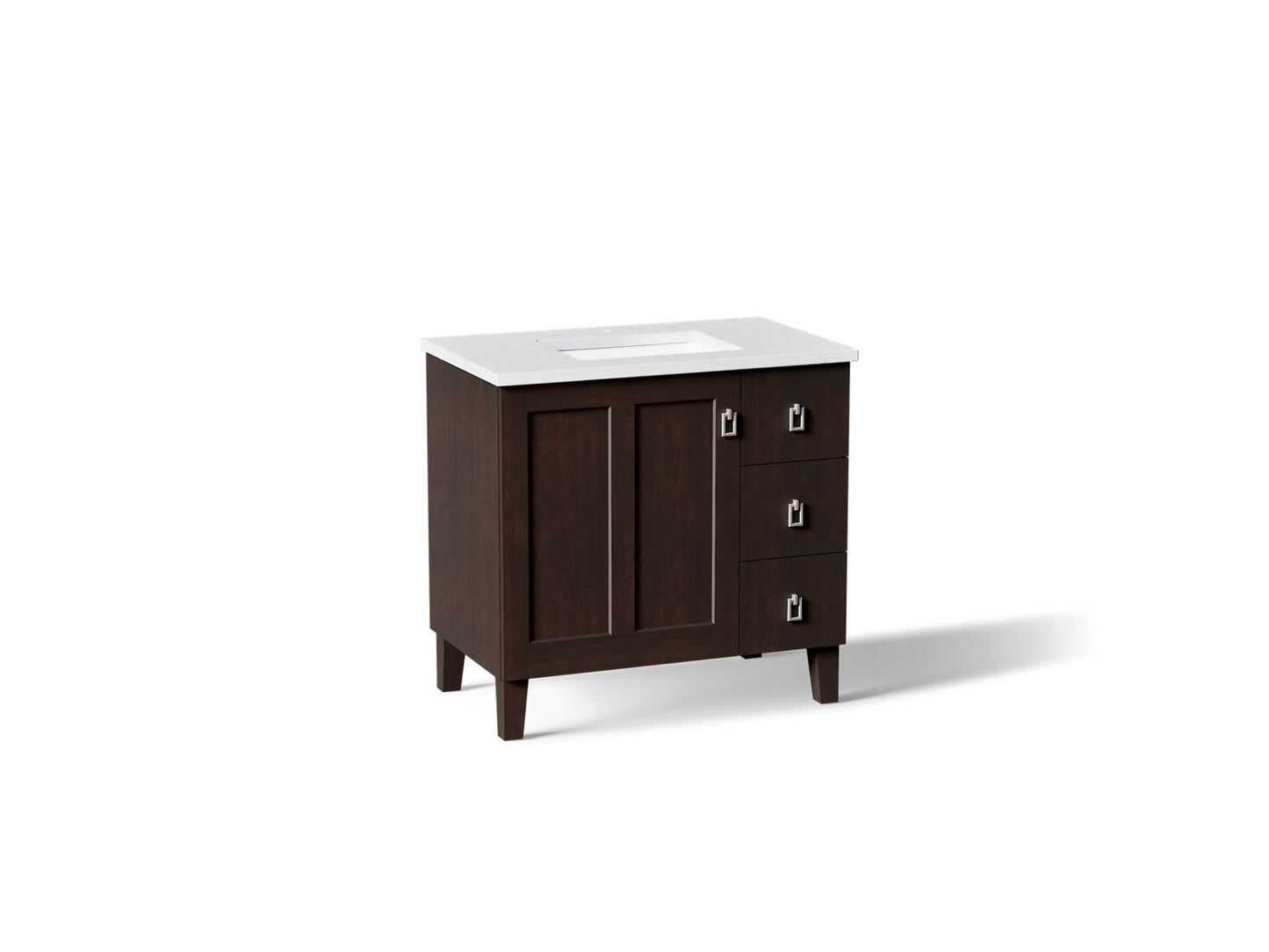KOHLER K-CM99533-BD1 Poplin 36" bathroom vanity cabinet with sink and quartz top