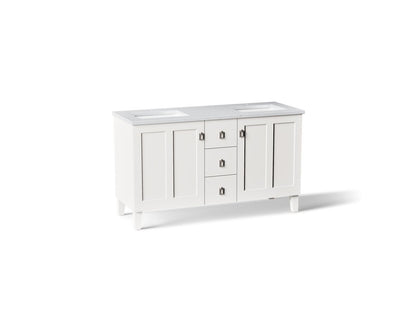 KOHLER K-CM99537-BD1 Poplin 60" bathroom vanity cabinet with sinks and quartz top