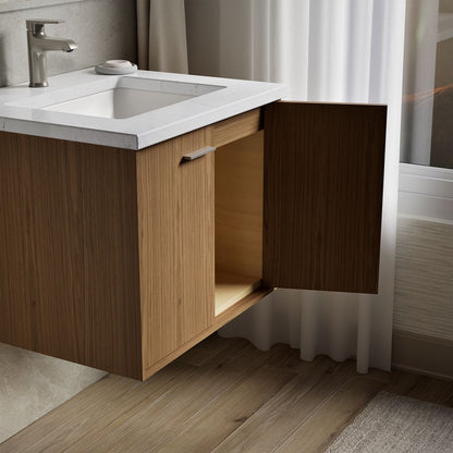 KOHLER K-CM99539-BD1 Jute 24" wall-hung bathroom vanity cabinet with sink and quartz top