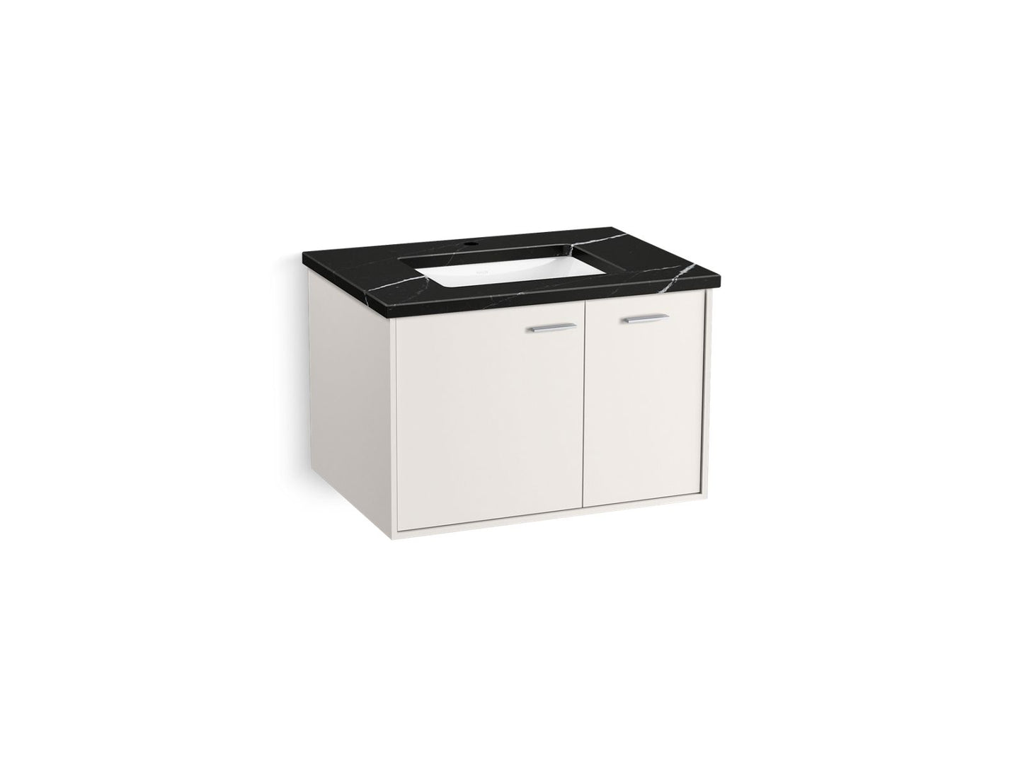 KOHLER K-CM99541-BD13 Jute 30" Wall-hung Bathroom Vanity Cabinet with Sink and Quartz Top, Linen White - 3/4 view of product