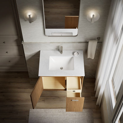 KOHLER K-CM99541-BD1 Jute 30" wall-hung bathroom vanity cabinet with sink and quartz top