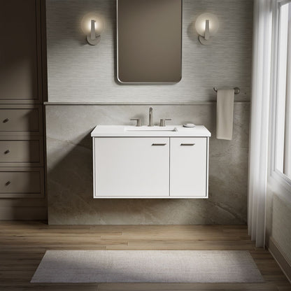 KOHLER K-CM99543-BD1 Jute 36" wall-hung bathroom vanity cabinet with sink and quartz top