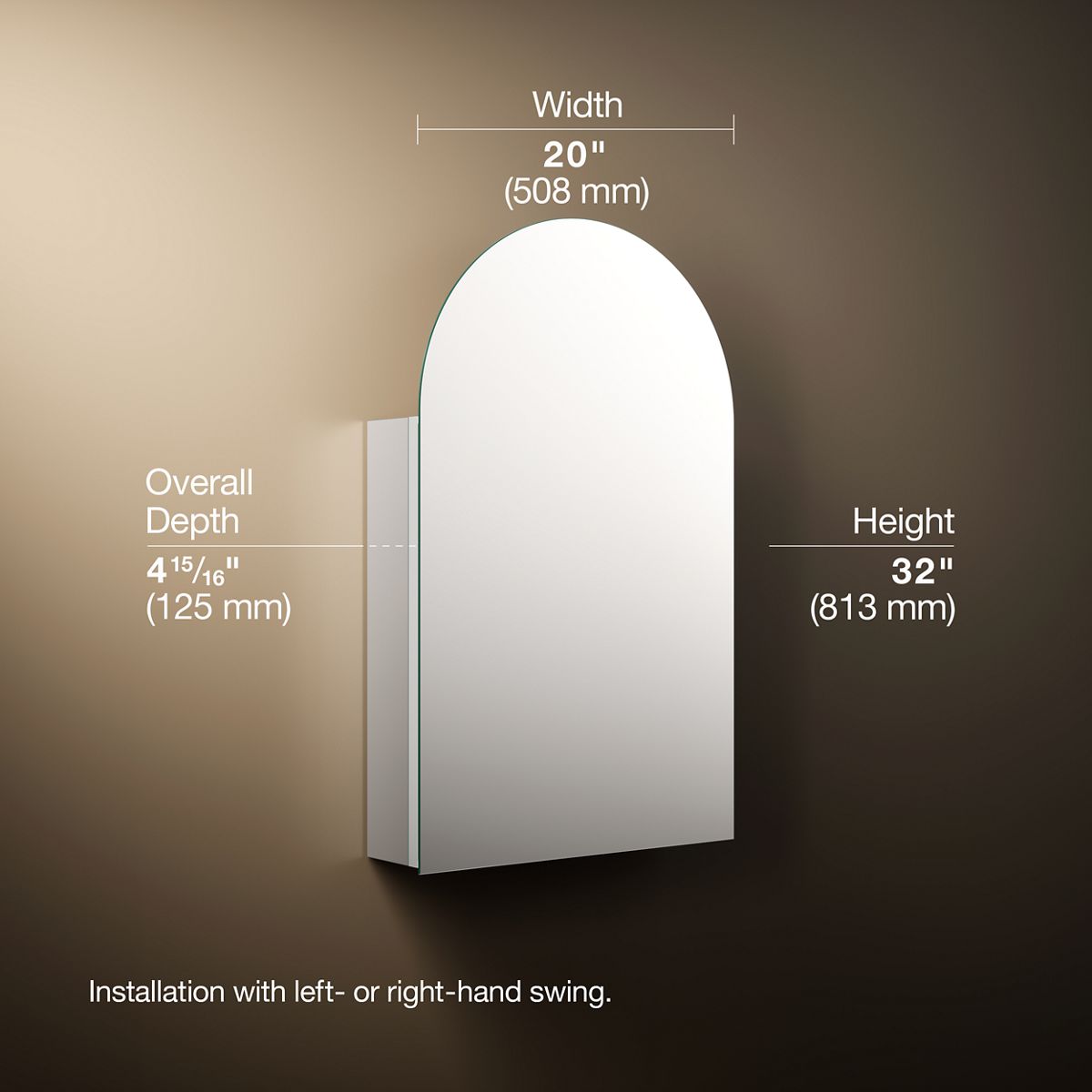 3/4 view of product with dimensions
