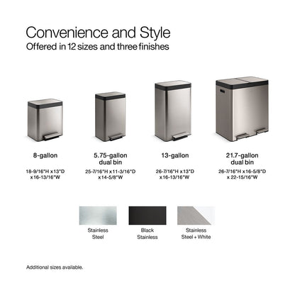 KOHLER 13-gallon curved step trash can
