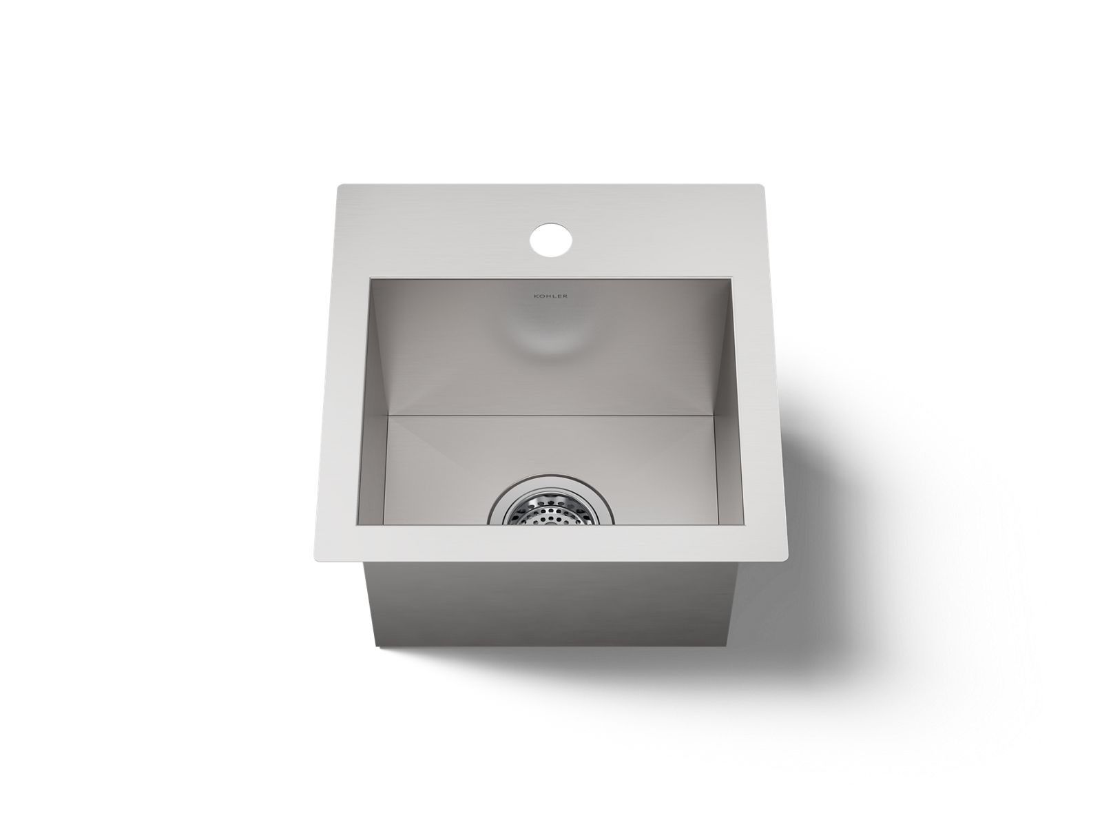 KOHLER K-RH20908-1 Lyric 15" Top-/under-mount Single-bowl Bar Sink, Stainless Steel - 3/4 view of product
