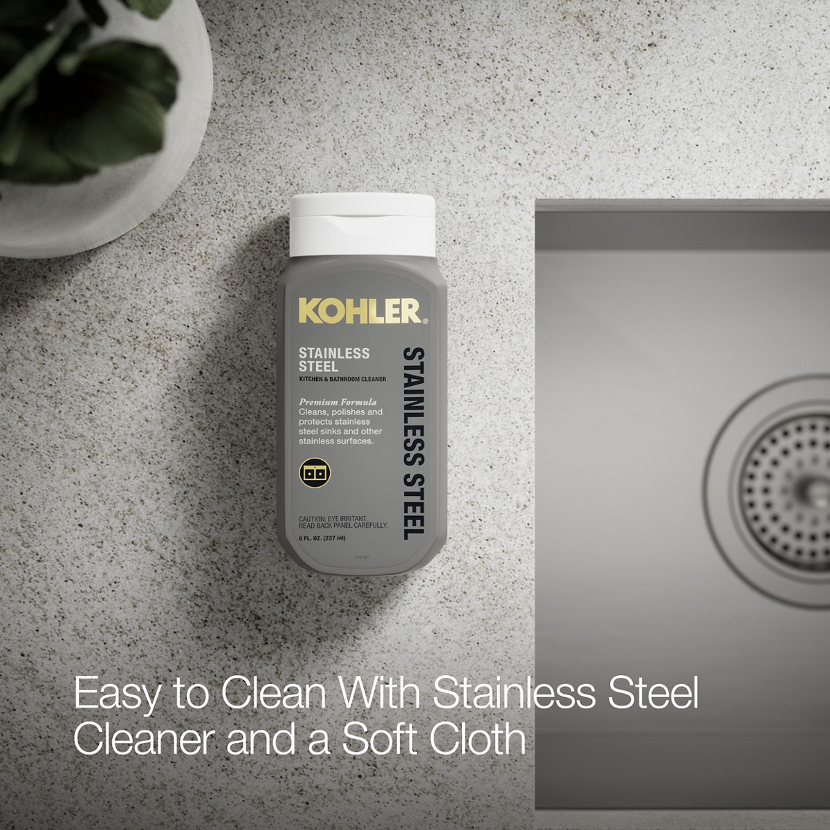 KOHLER K-RH20908-1 Lyric 15" Top-/under-mount Single-bowl Bar Sink, Stainless Steel - Detail image of a product feature