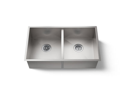 KOHLER K-RH20909 Lyric 32" Undermount Double-bowl Kitchen Sink, Stainless Steel - 3/4 view of product